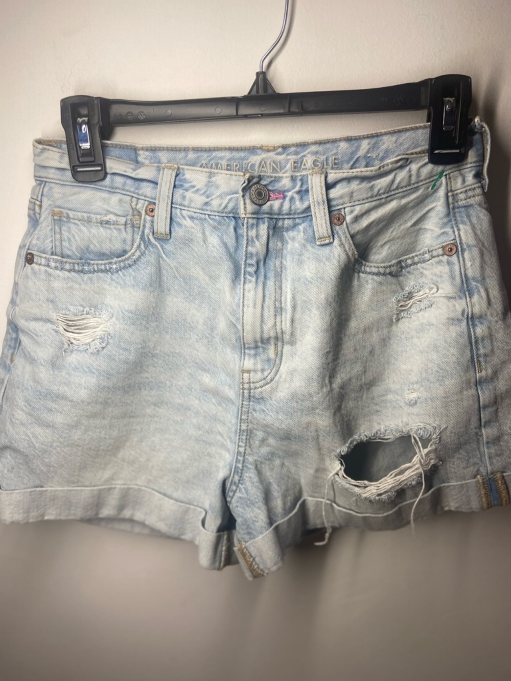 American Eagle Outfitters Light Blue Distressed Denim Shorts